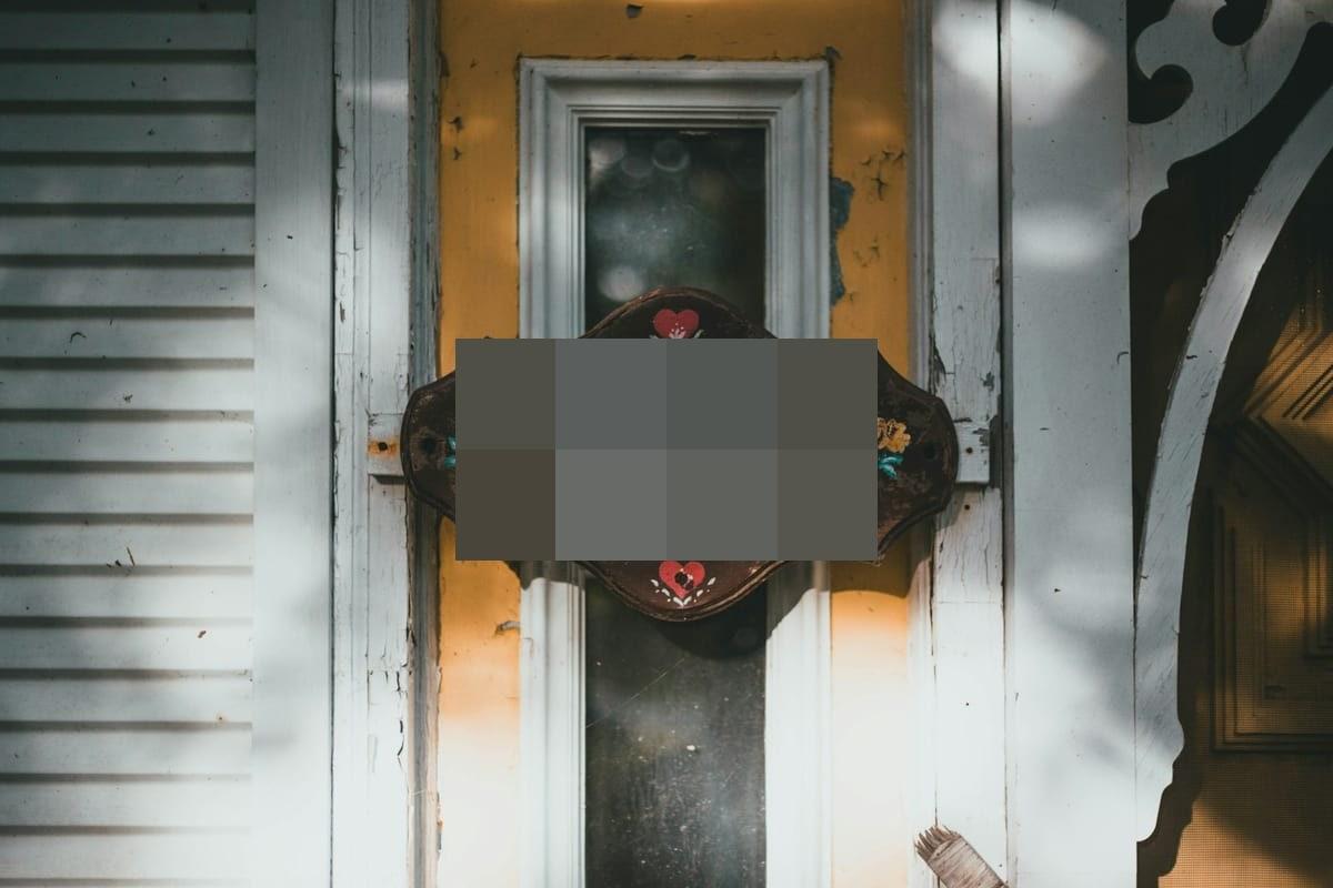 House facade with the house number pixelated — Blurify result